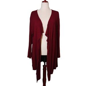 Vince Camuto Drape Front Open Cardigan Burgundy/Maroon Red Size 2X B2